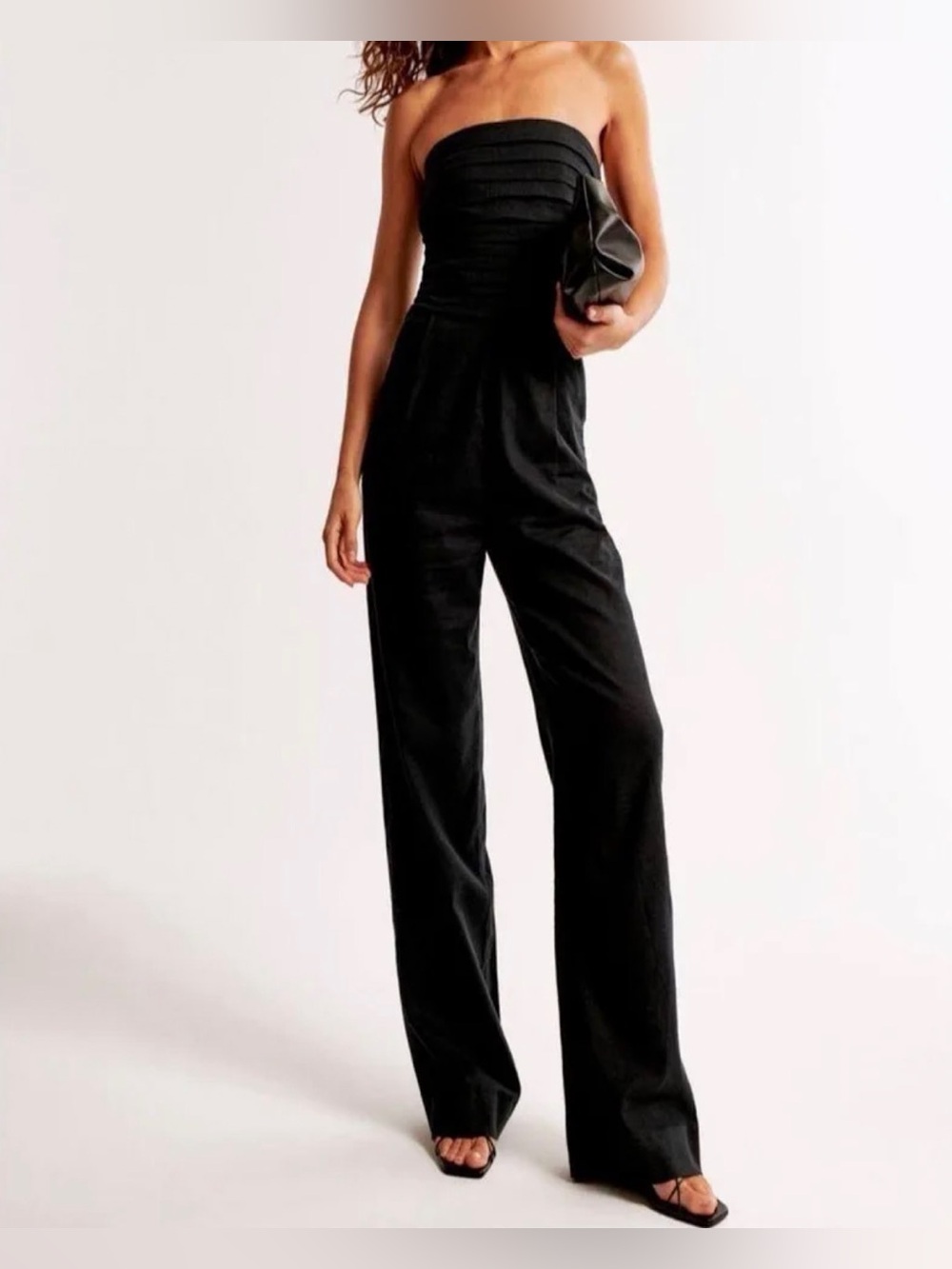 Abercrombie & Fitch Strapless Black Wide-Leg Jumpsuit